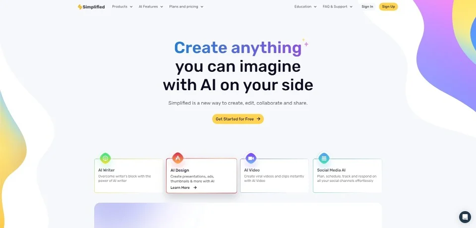 Simplified landing page