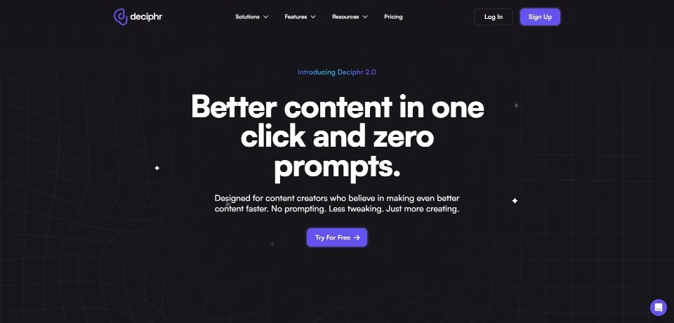 deciphr landing page