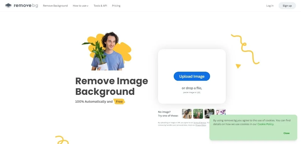 Remove.bg landing page