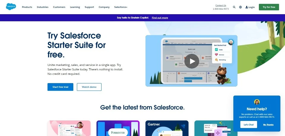 Salesforce landing page