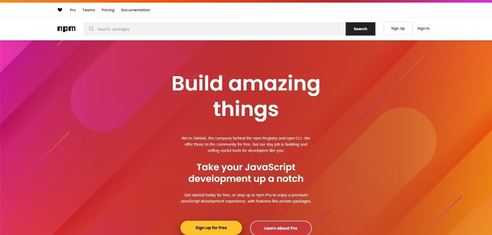 npm landing page