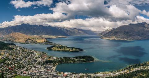 panoramaudsigt over Queenstown, New Zealand
