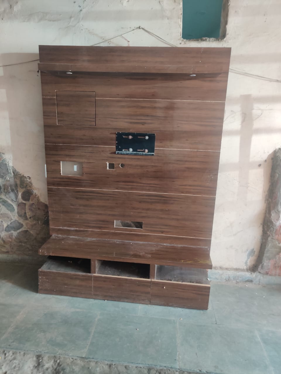 Wooden TV Panel with Storage & Drawers - Image 1
