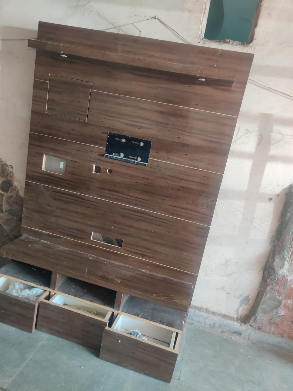 Wooden TV Panel with Storage & Drawers - Thumbnail 2