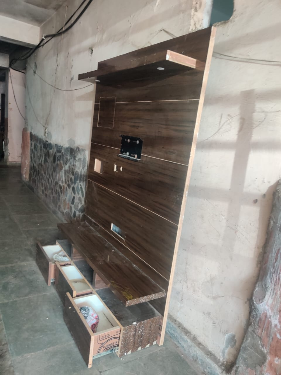 Wooden TV Panel with Storage & Drawers - Thumbnail 3