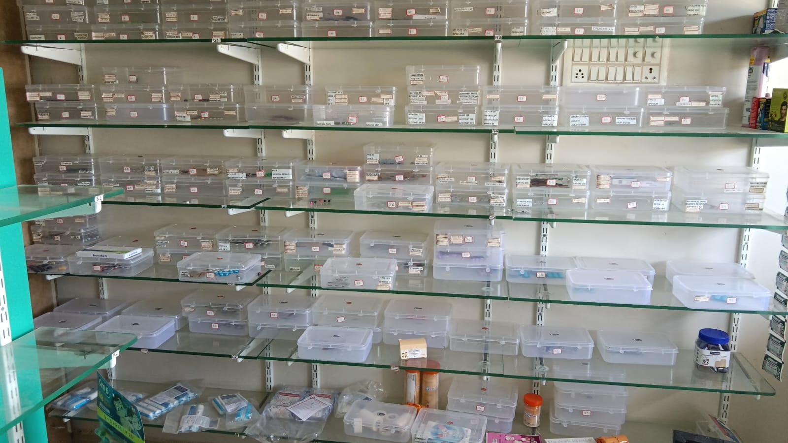 Pharmacy glass racks, fridge, AC, CCTV, computer table, counter table dot matrix printer etc - Thumbnail 4