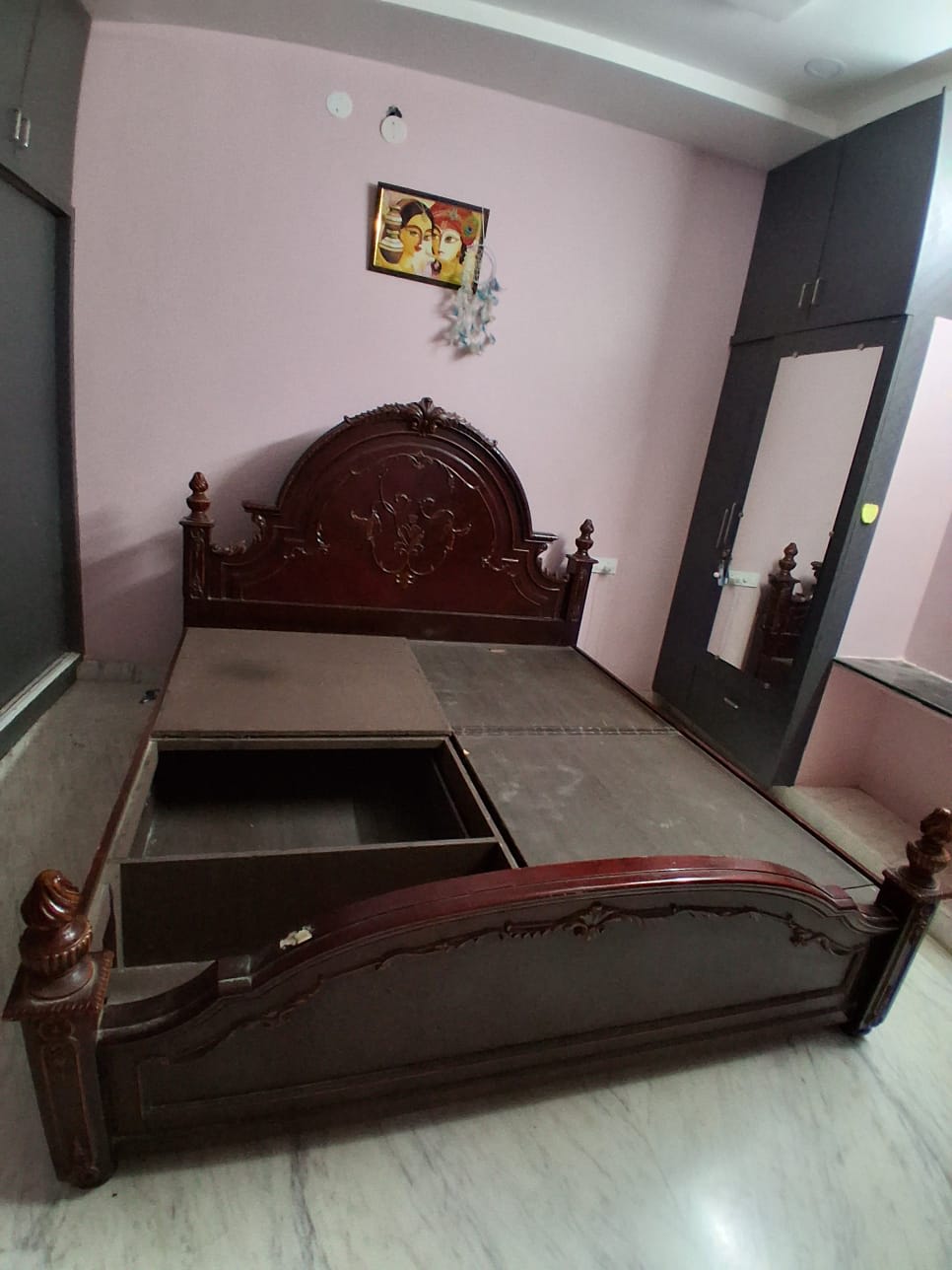 Genuine Teak Wood Queen Bed (6x5 Ft) with Box Storage for sale in Hanamkonda, Telangana
