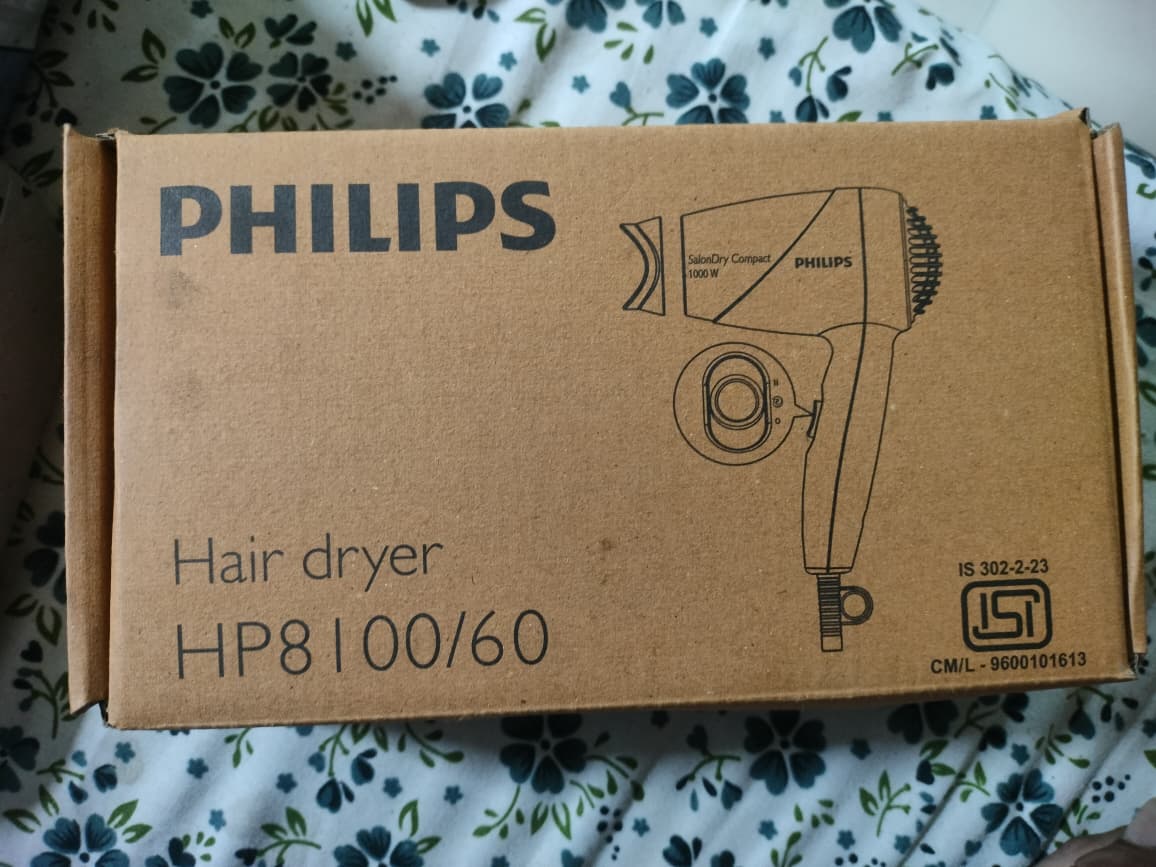 Philips HP8100/60 Compact Hair Dryer (Blue, 1000 W) - Image 1