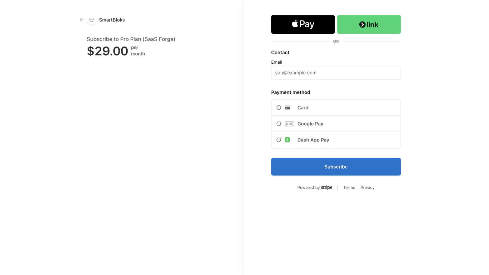 Stripe Checkout in condoo.Vibe