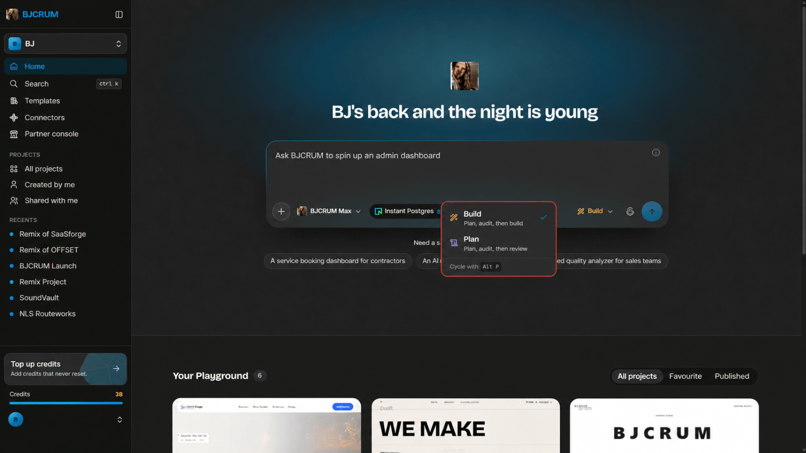 BJCRUM Plan & Build Modes