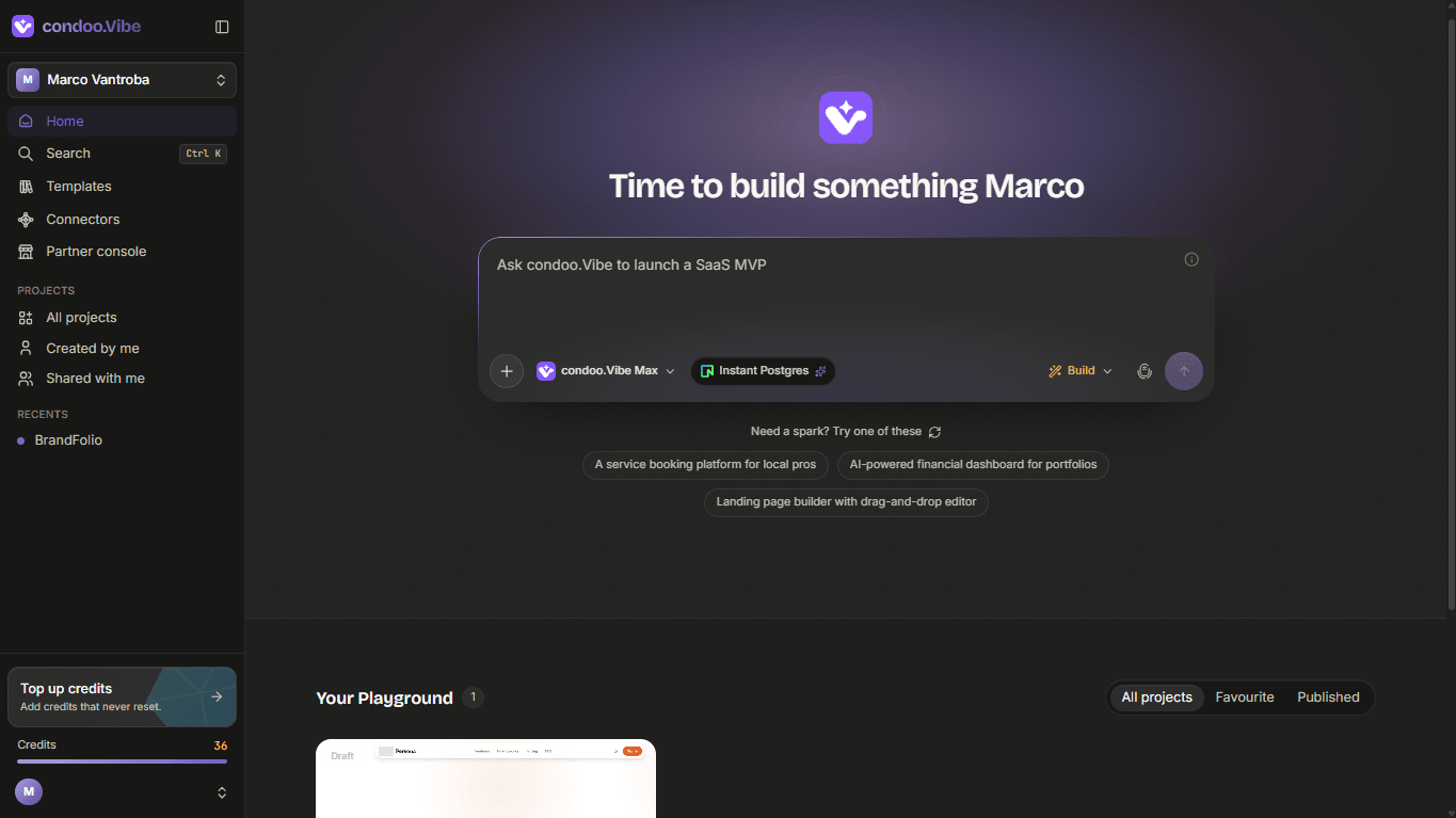 Dashboard von condoo.Vibe