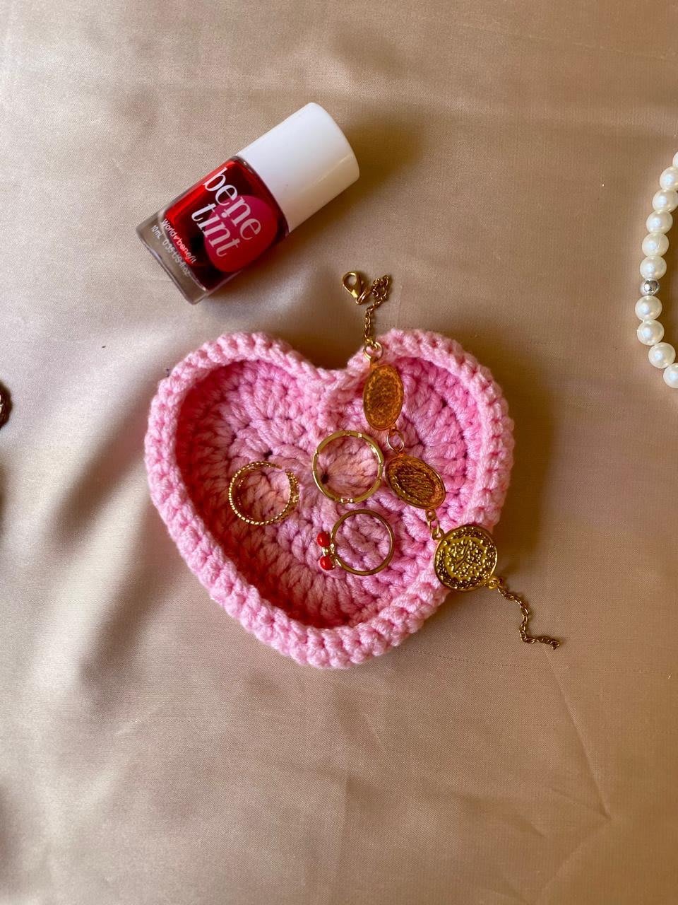 Crochet Heart Trinket Dish
