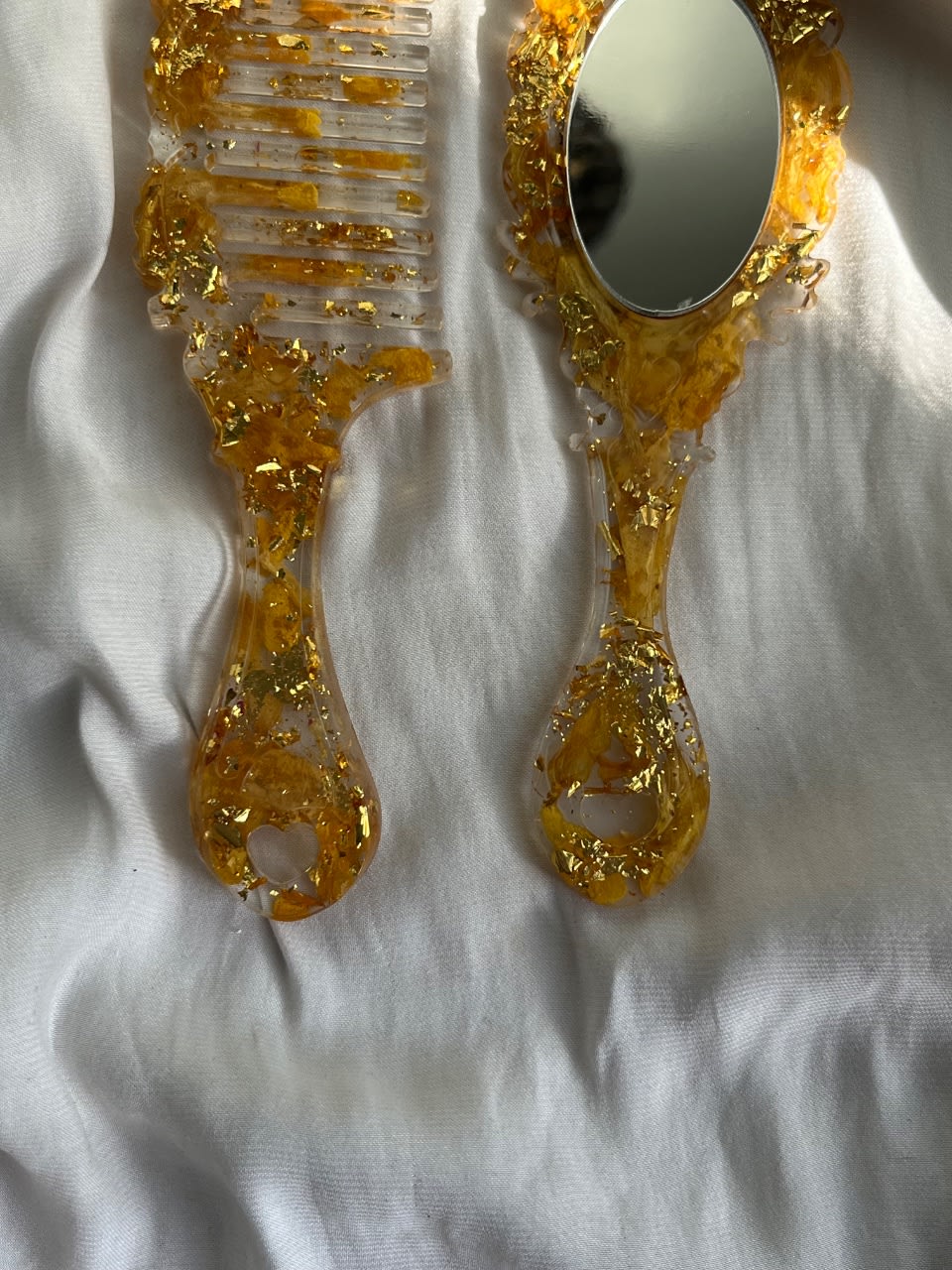 Handmade resin mirror & comb, uniquely yours .