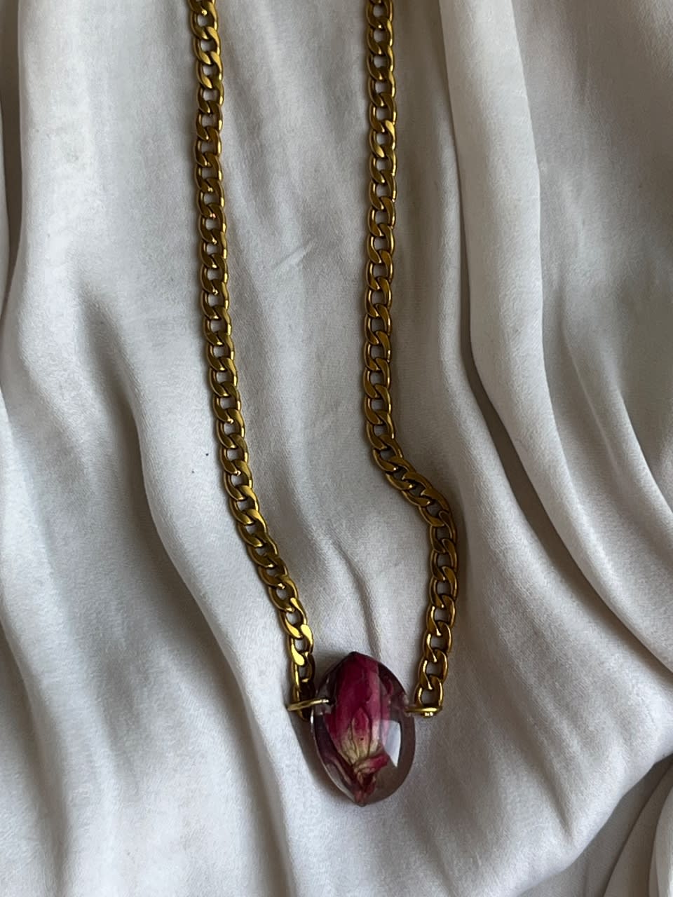 Beauty & the Beast necklace Real flower resin & stainless steel.