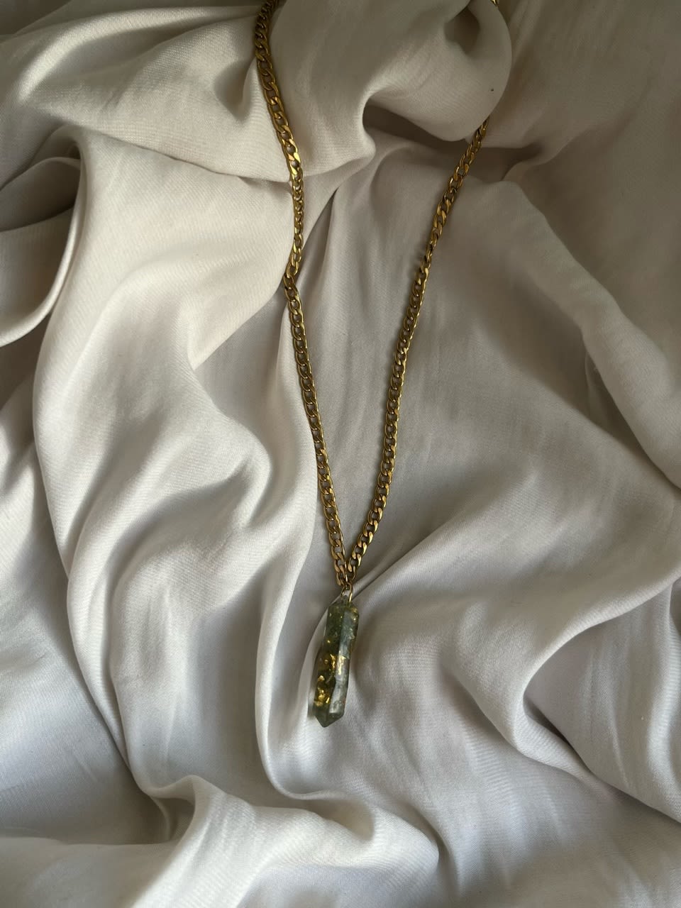 Resin stone necklace Stainless steel & one of a kind.