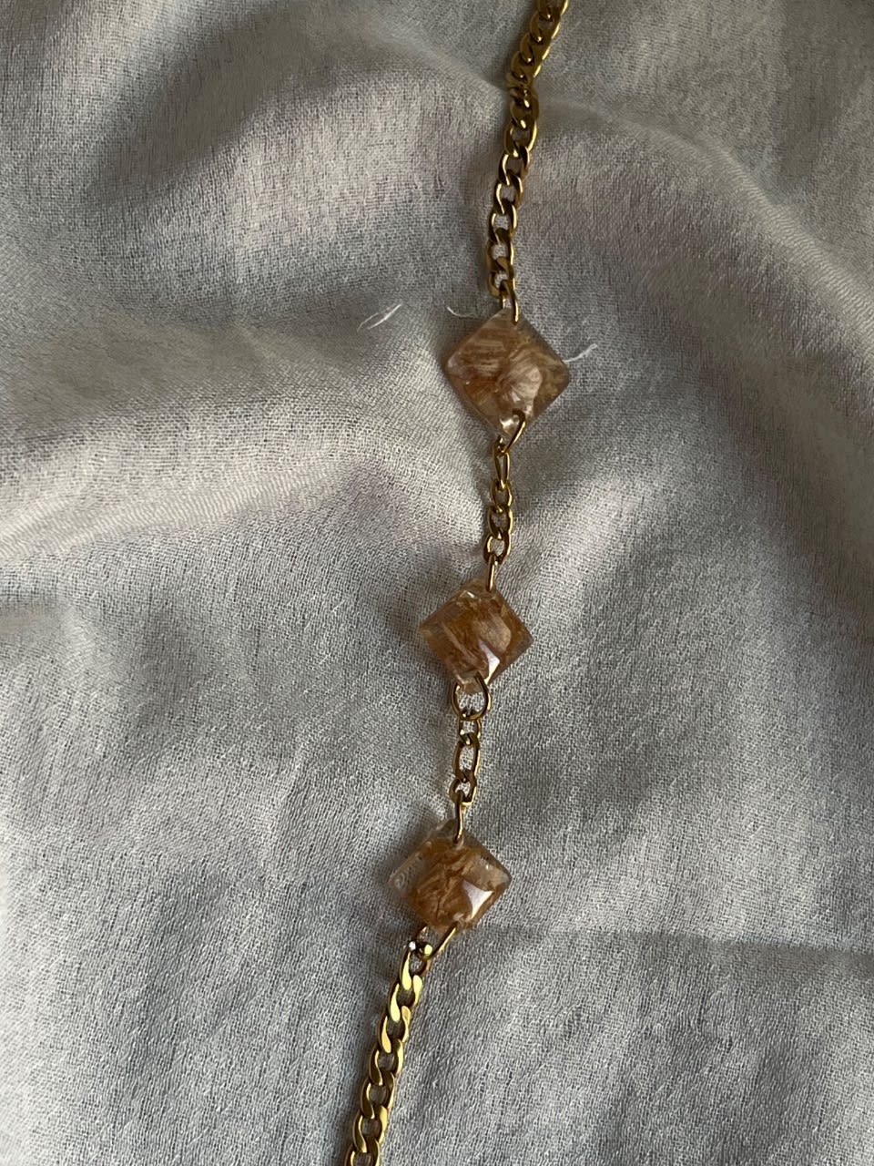 Bracelet with real flowers in resin & stainless steel