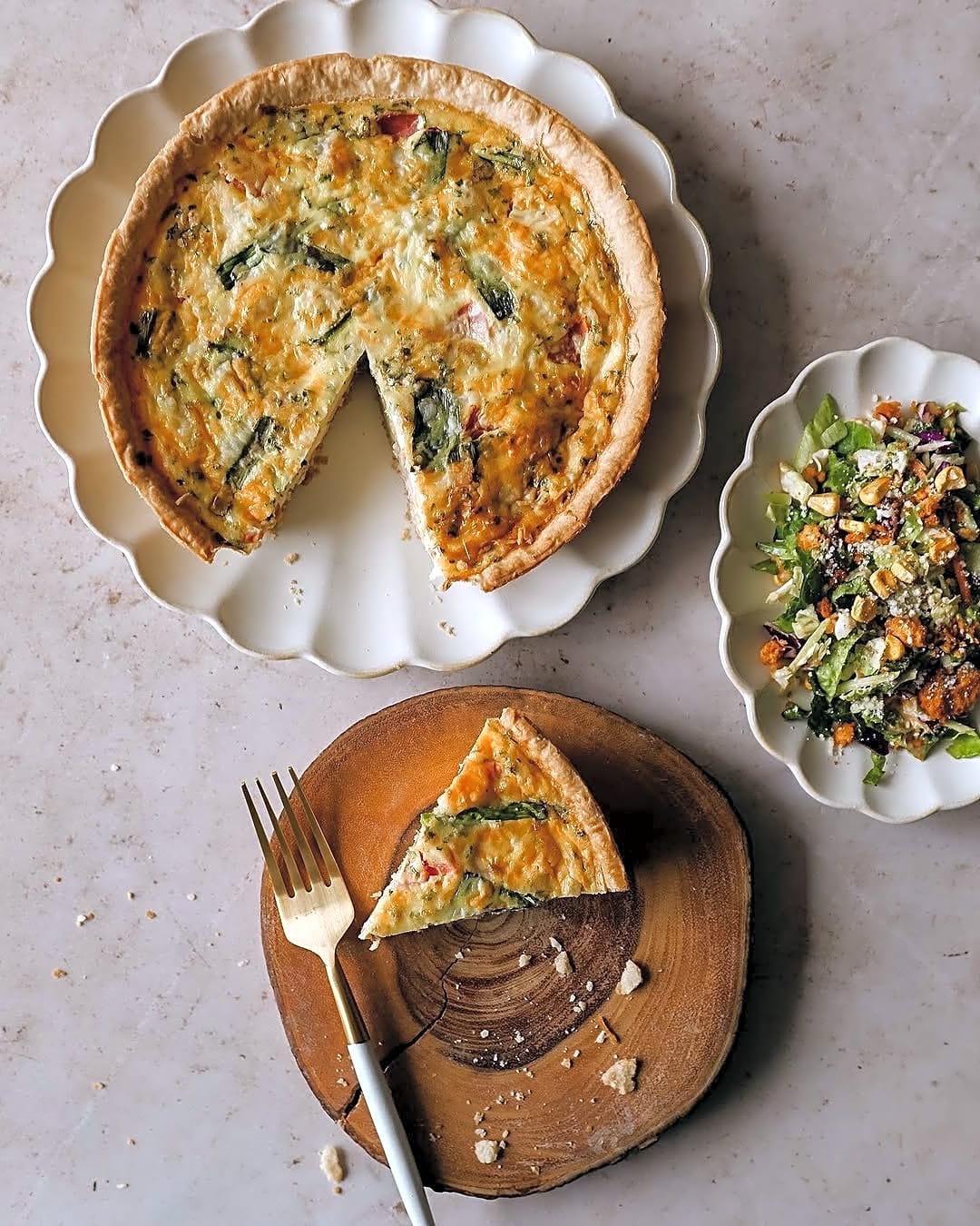Savory Turkey Bacon, Tomato, and Green Onion Quiche