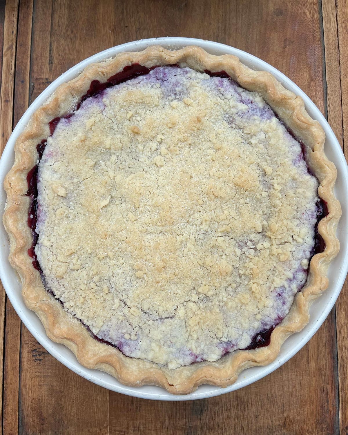 Homemade Concord Grape Pie with Crumb Topping