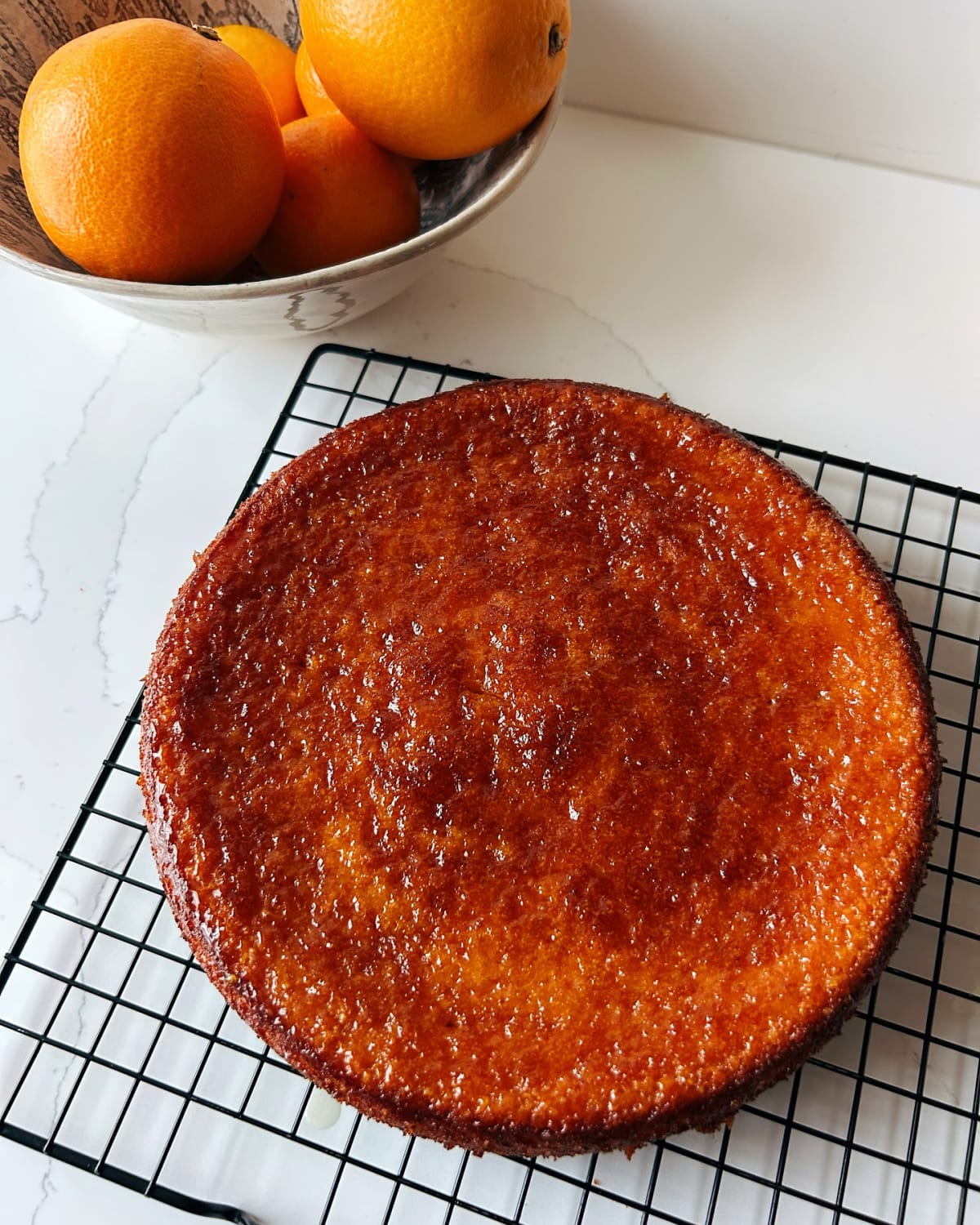 Sweet Sticky Clementine Cake with Candied Oranges, close-up
