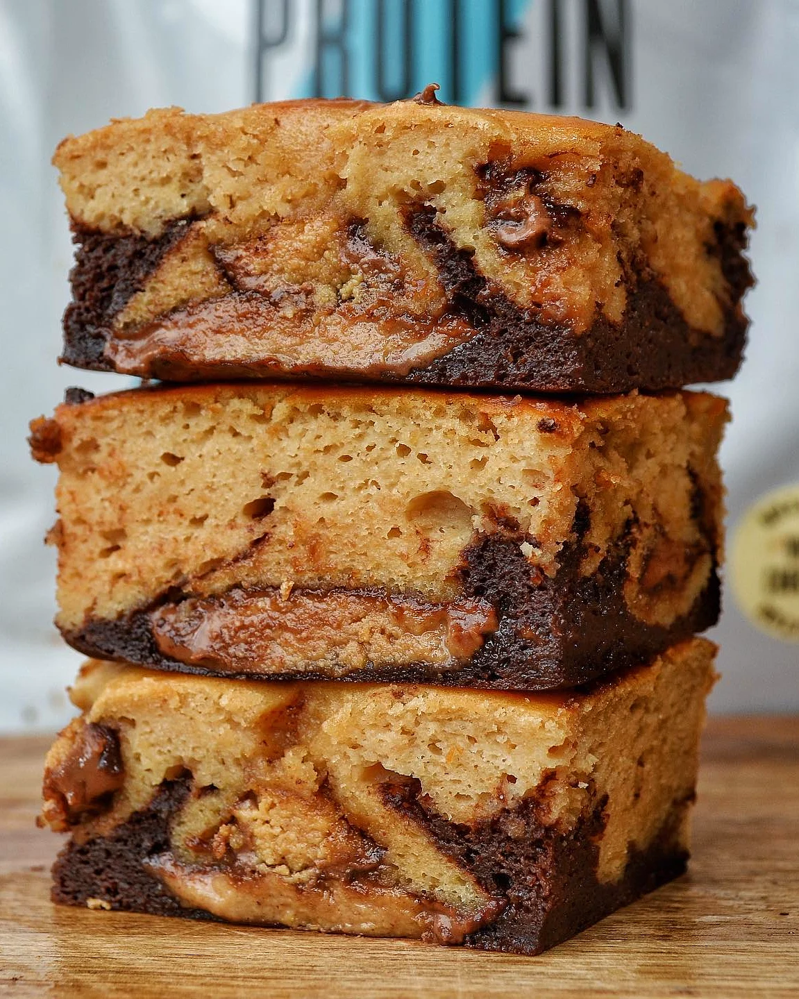 Peanut Butter Cup Protein Slutty Brownies, close-up