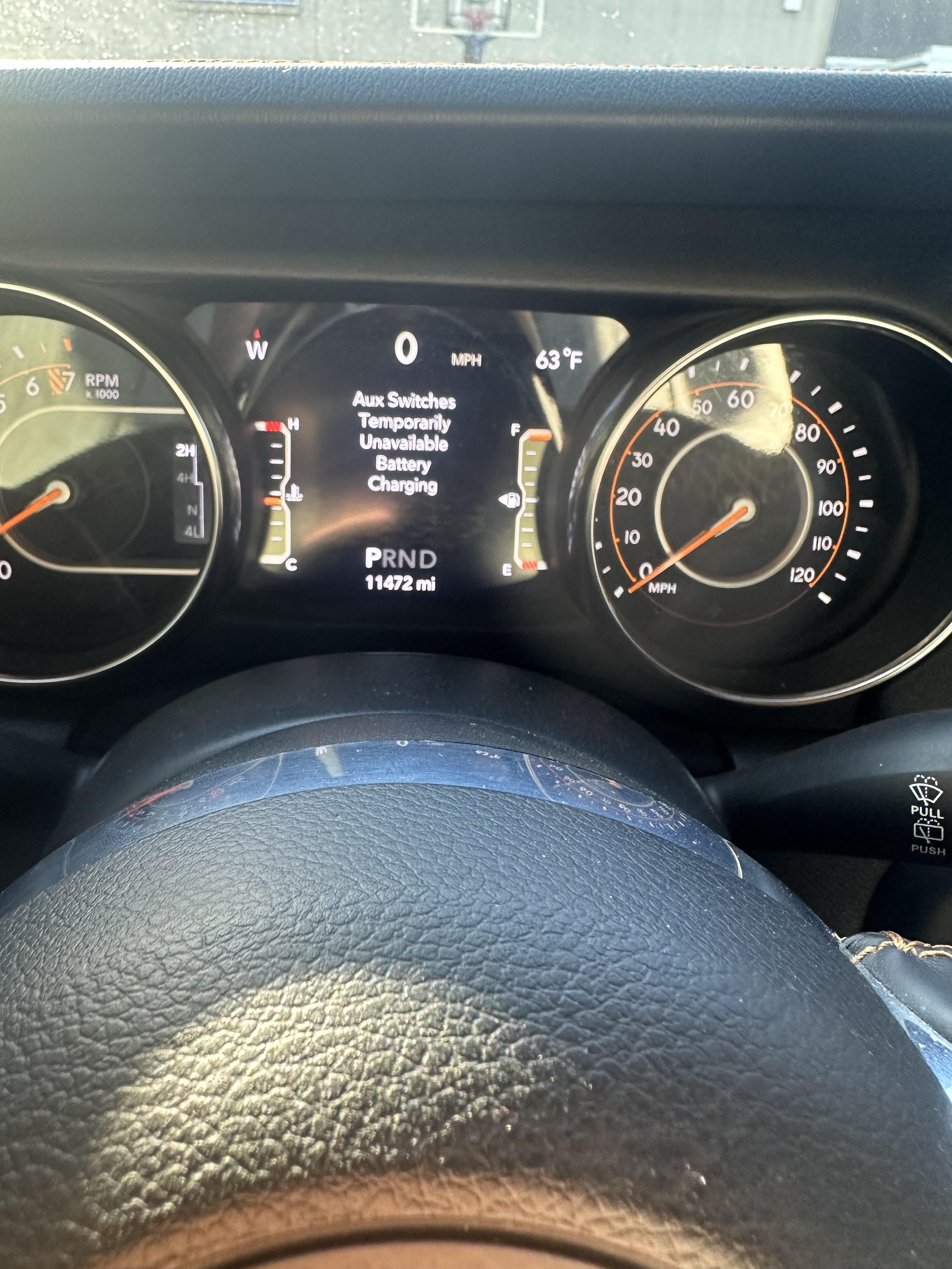 aux switches temporarily unavailable battery charging
