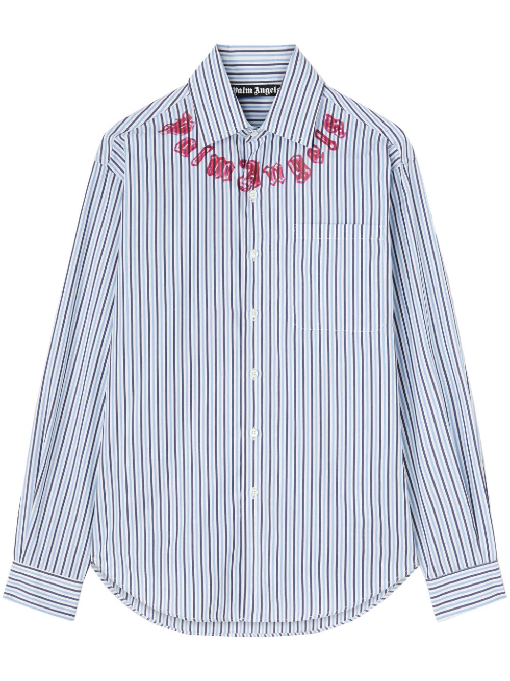 Palm Angels logo-print striped cotton shirt