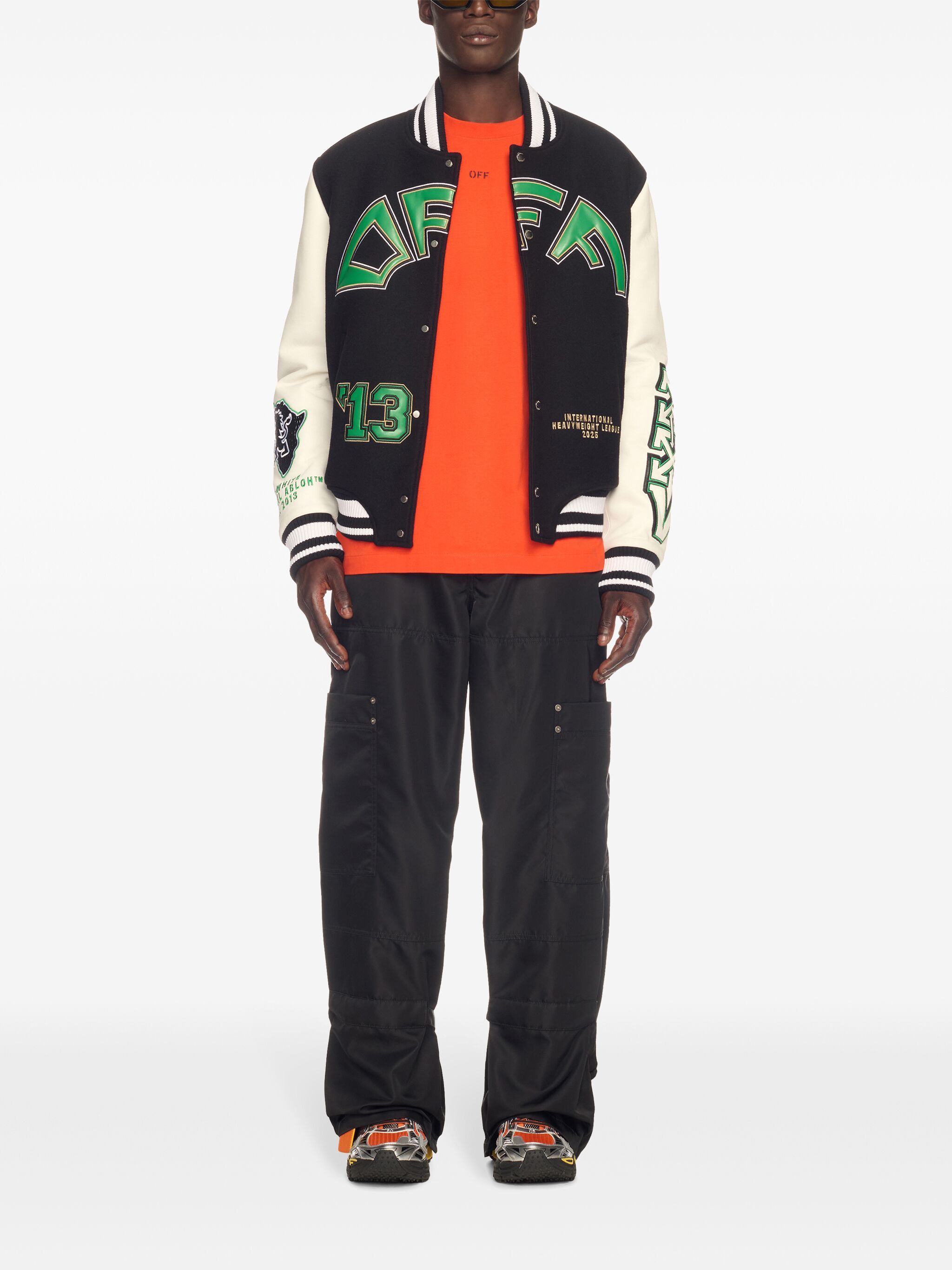 Off-White logo-appliqué bomber jacket