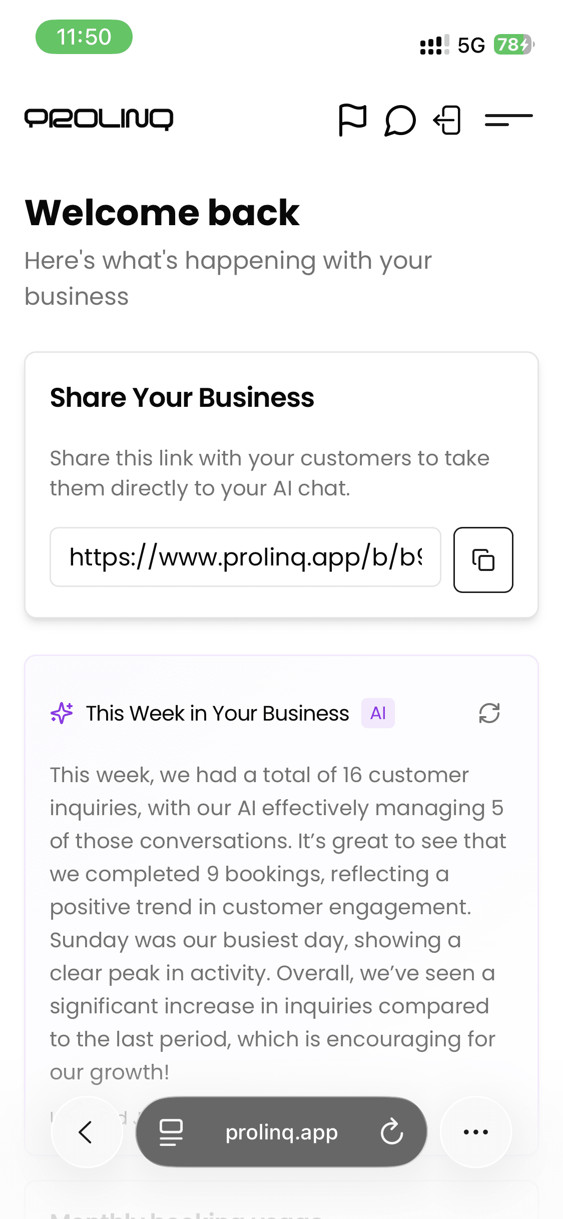 Prolinq mobile interface preview for how it works