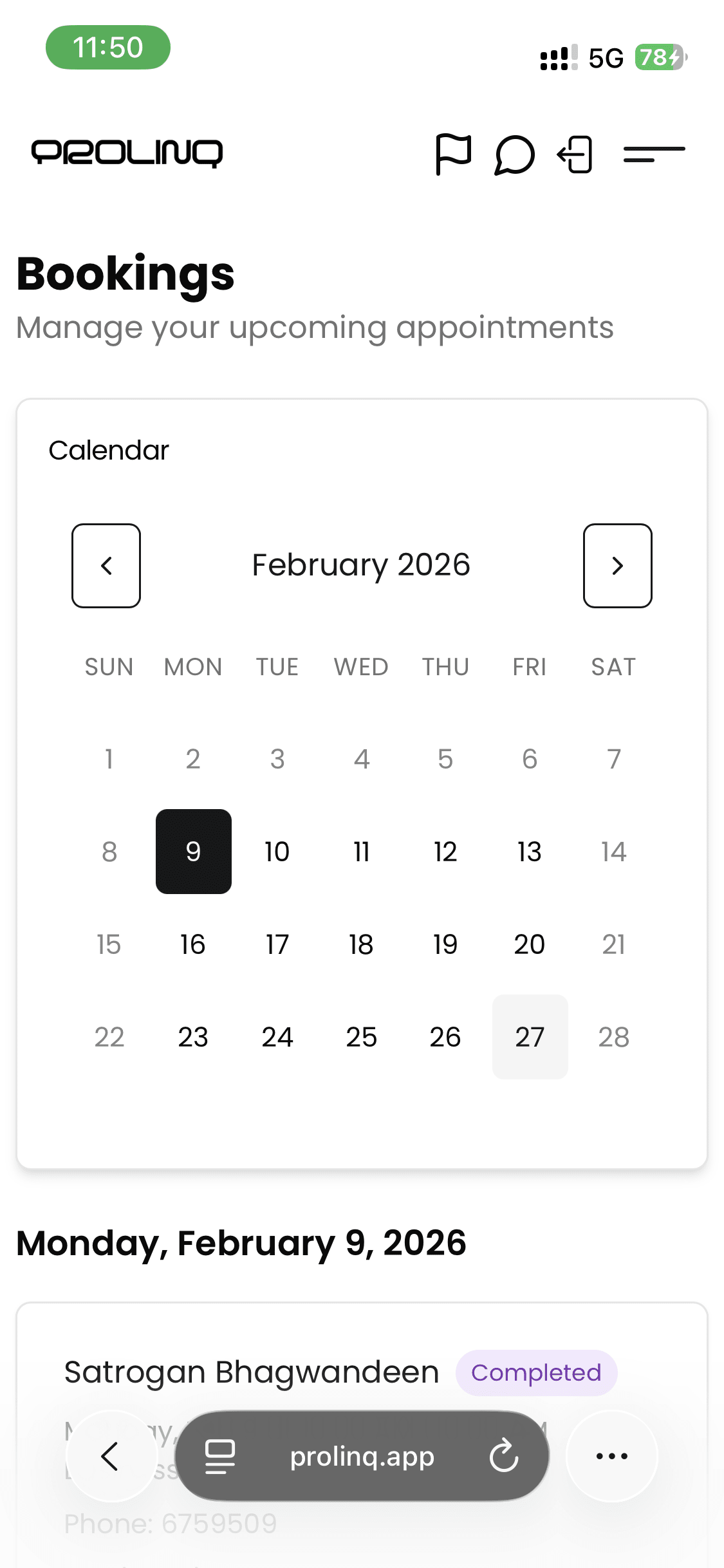 Prolinq mobile interface preview for how it works