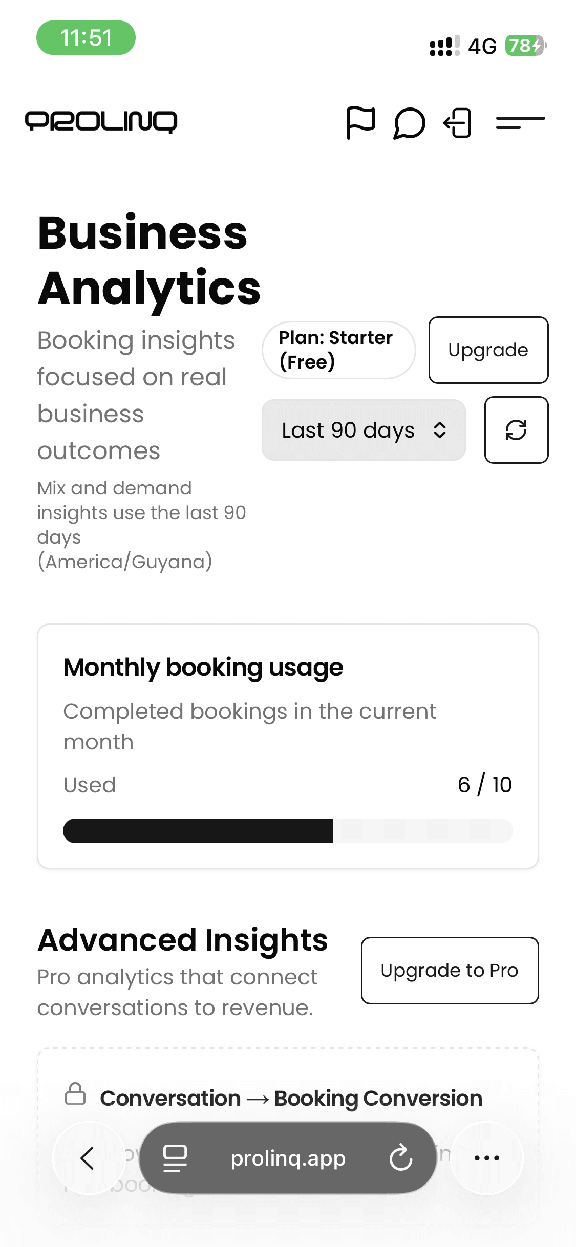 Prolinq mobile interface preview for how it works