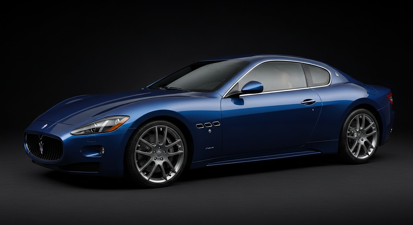 2014 Maserati GranTurismo S in Blu Sofisticato, side profile, studio