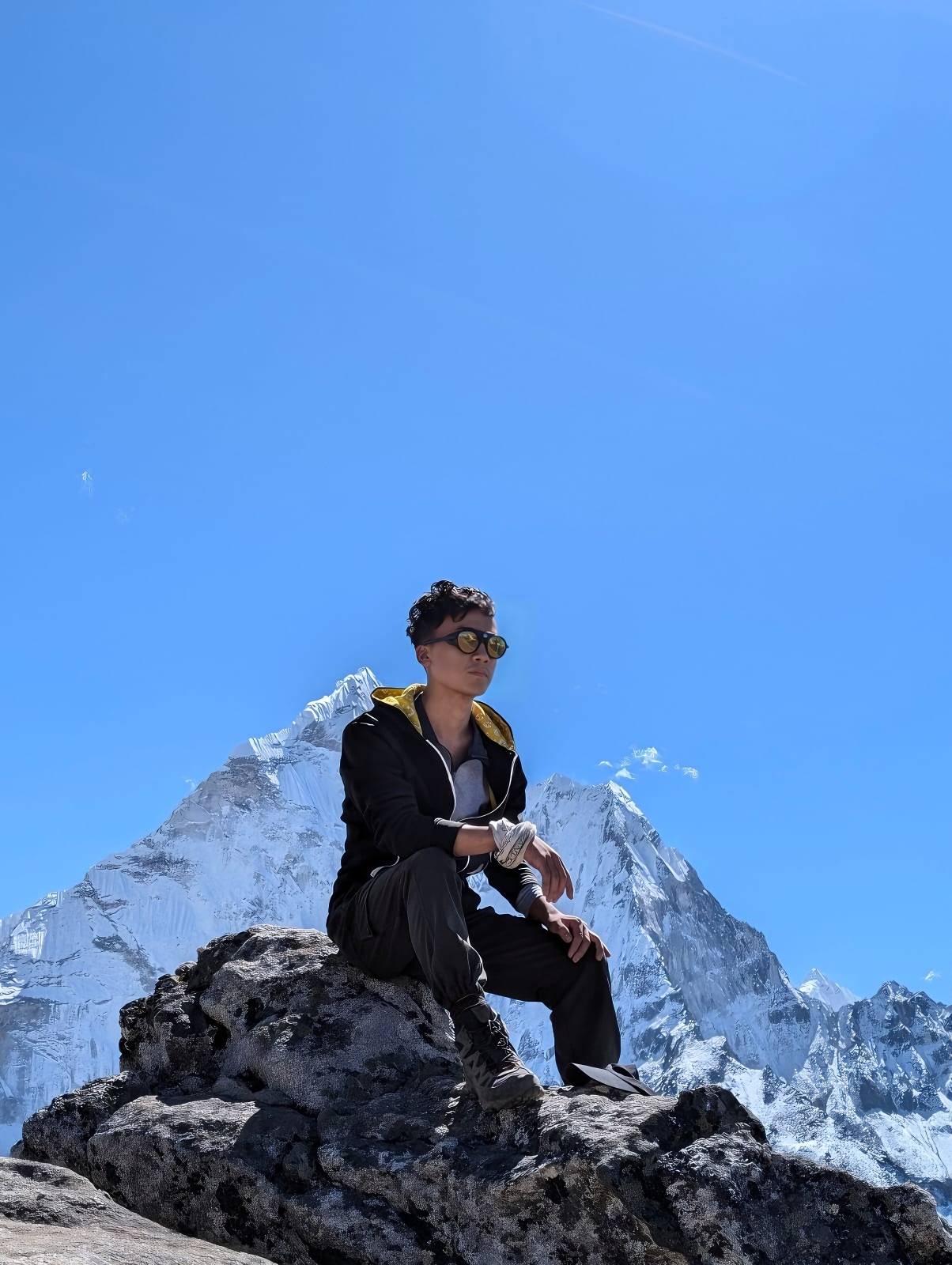 Iconic pose in the mountains