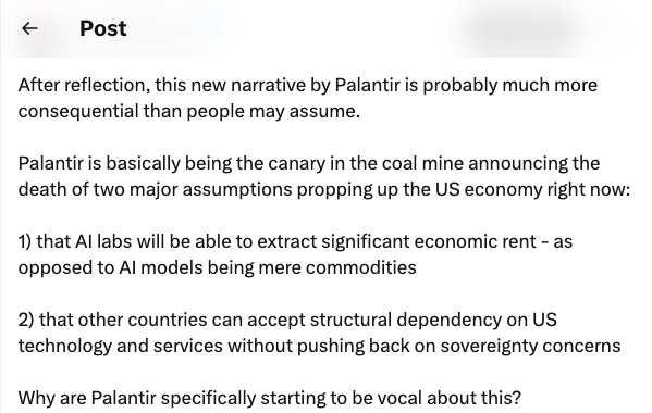 Arnaud Bertrand on the Palantir narrative