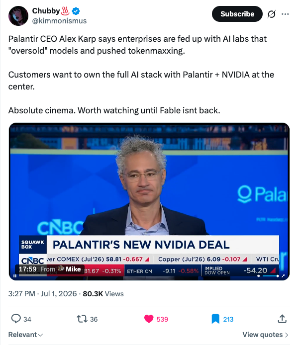 Karp on tokenmaxxing