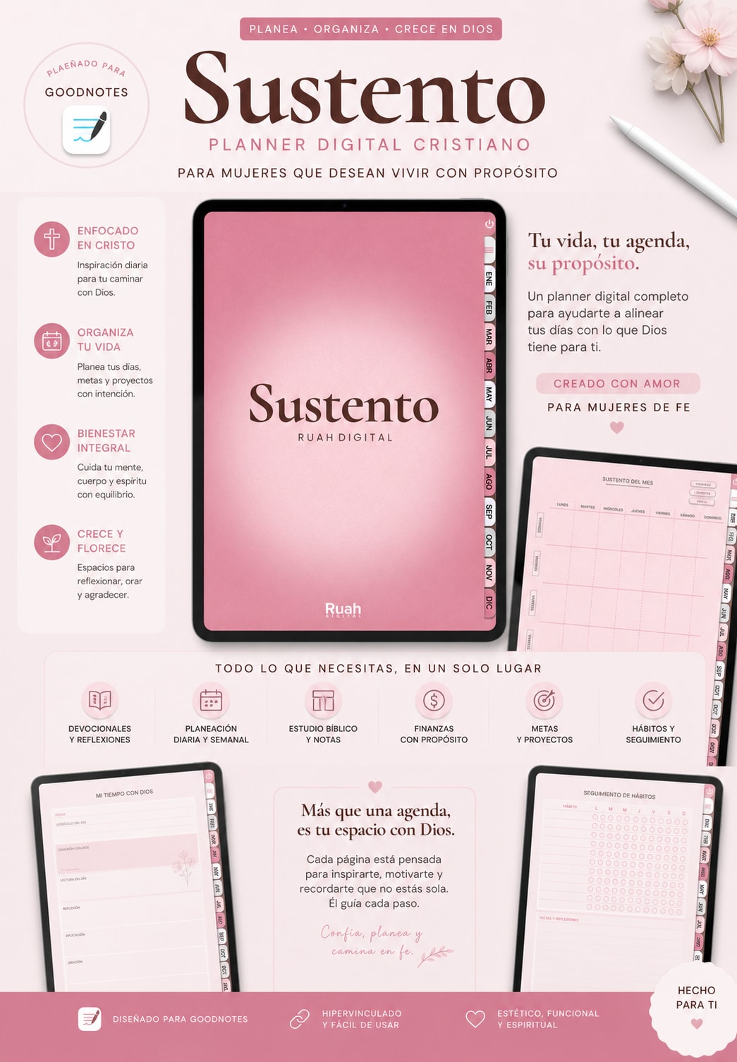 sustento — agenda digital goodnotes | planner cristiana sin fecha | organización y fe 2025 2027