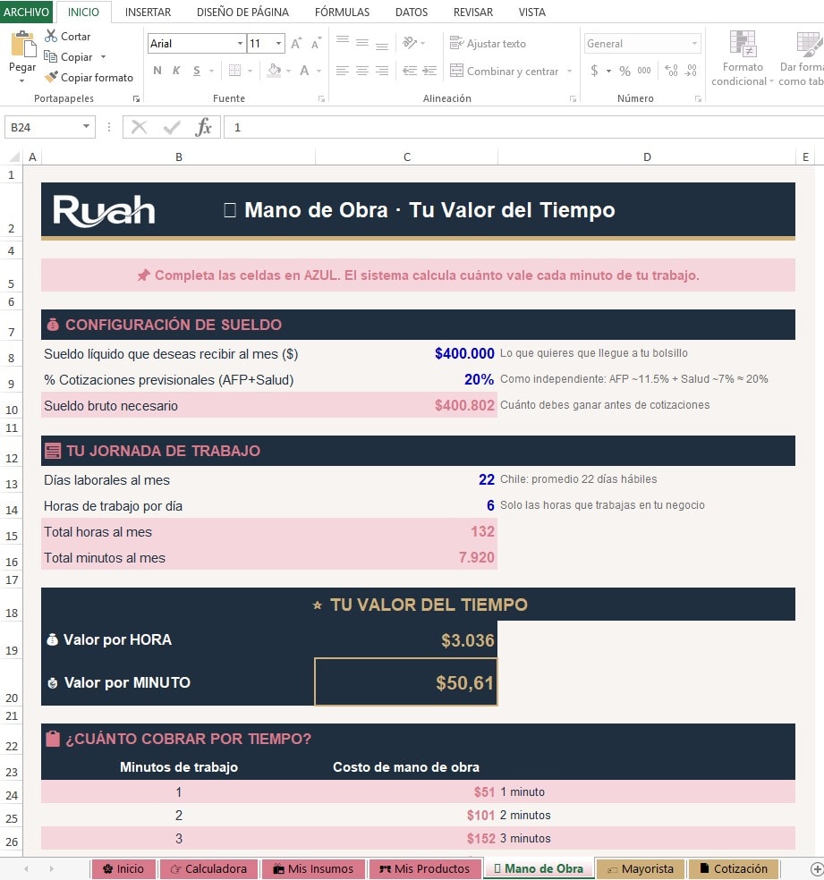 Calculadora de Precios para Emprendedoras | Sistema RUAH Pro 1v - Imagen 5