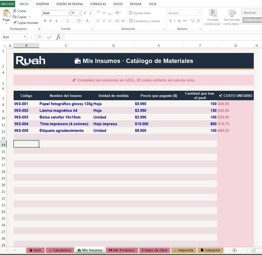 Calculadora de Precios para Emprendedoras | Sistema RUAH Pro 1v - Imagen 4