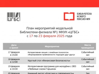 В центральной городской библиотеке пройдут творческие встречи