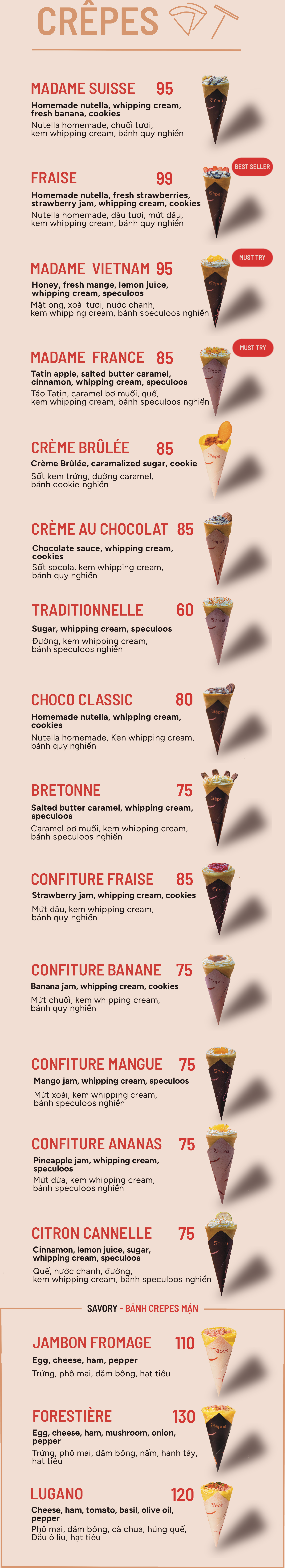 Menu HOP! Crêpes - Mobile