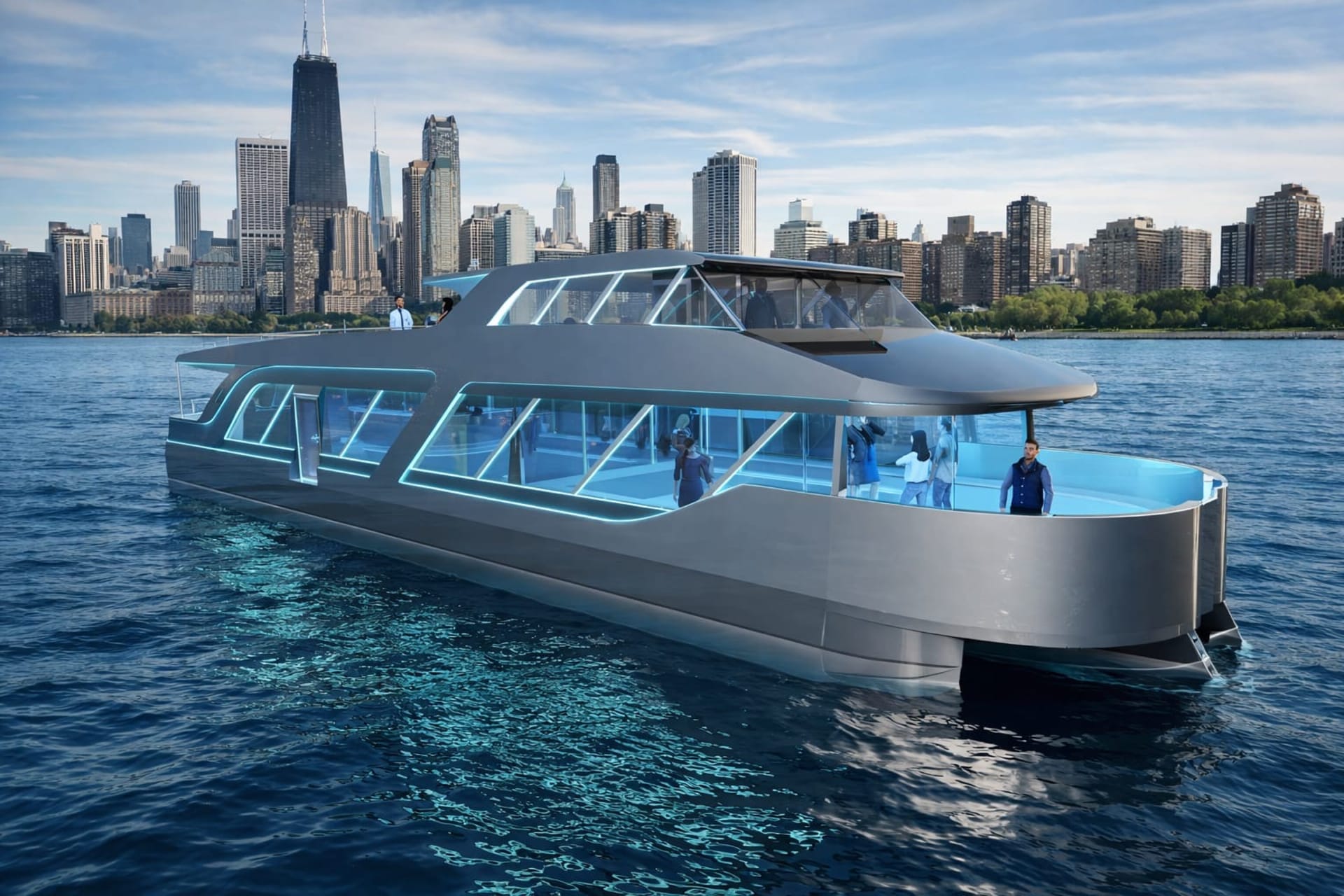 Large event yacht charter on Lake Michigan with 200-guest capacity
