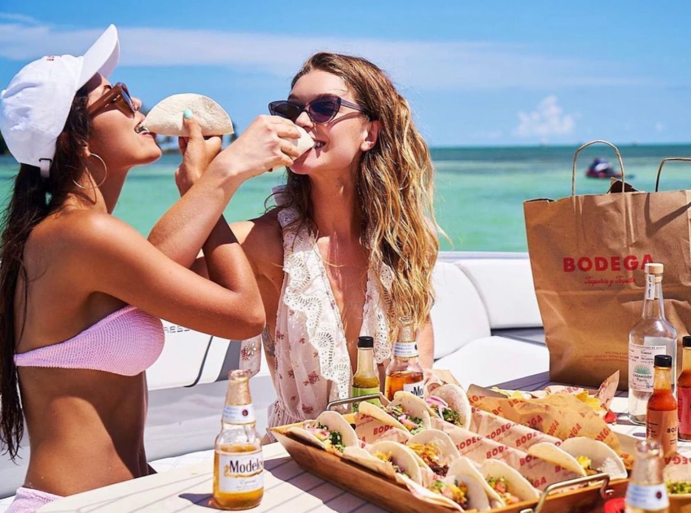 Luxury yacht catering spread on Lake Michigan