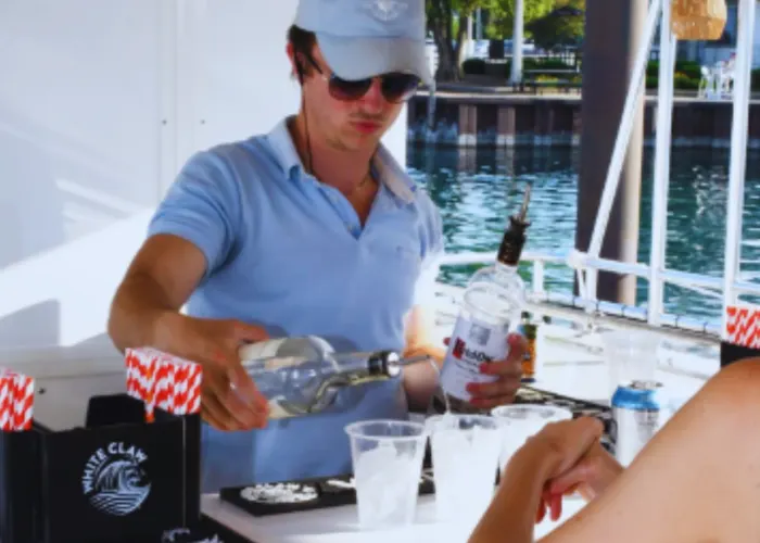 Gourmet dining on yacht
