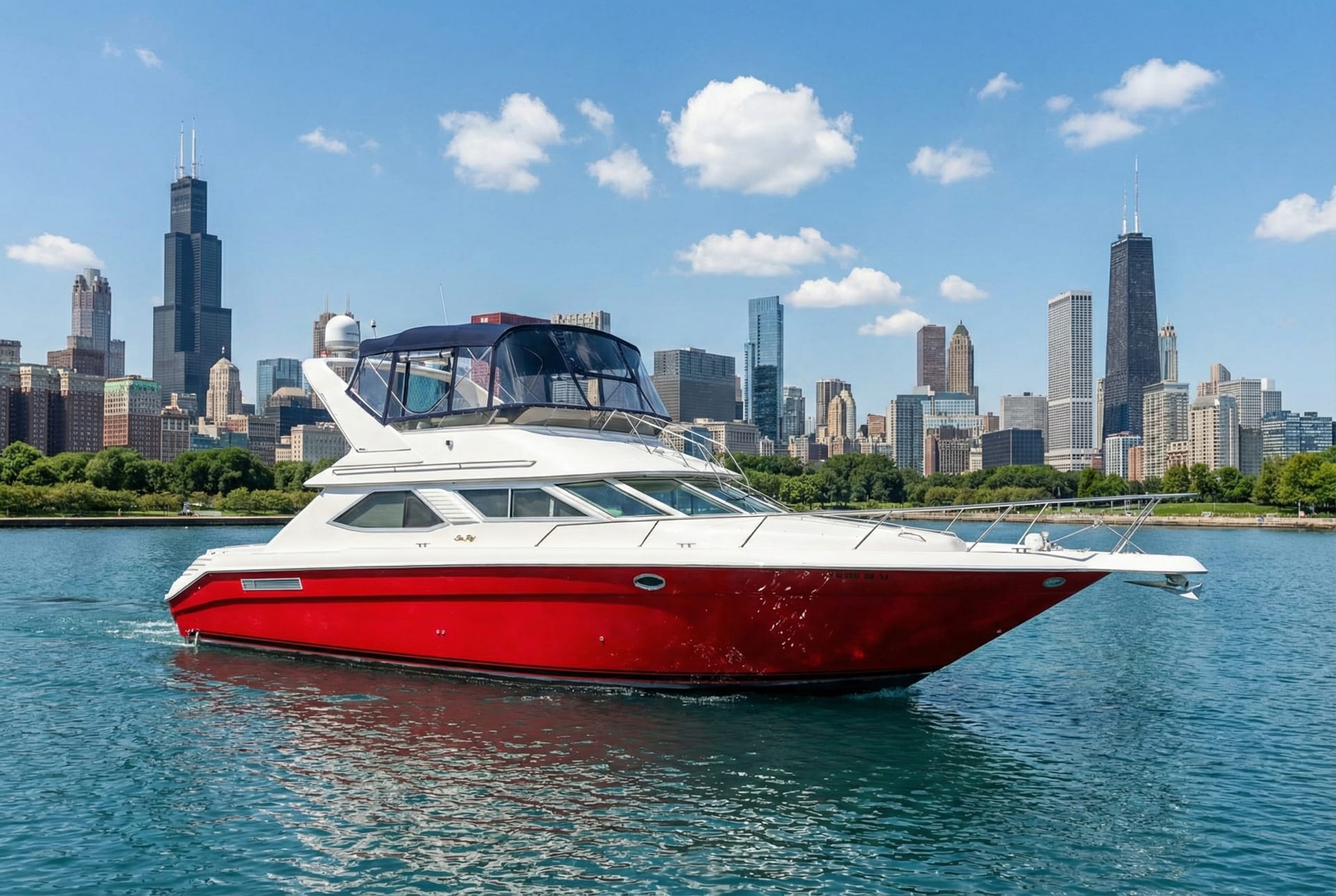 rent a 48ft Sea Ray Flybridge Yacht for a luxury boat rental in chicago