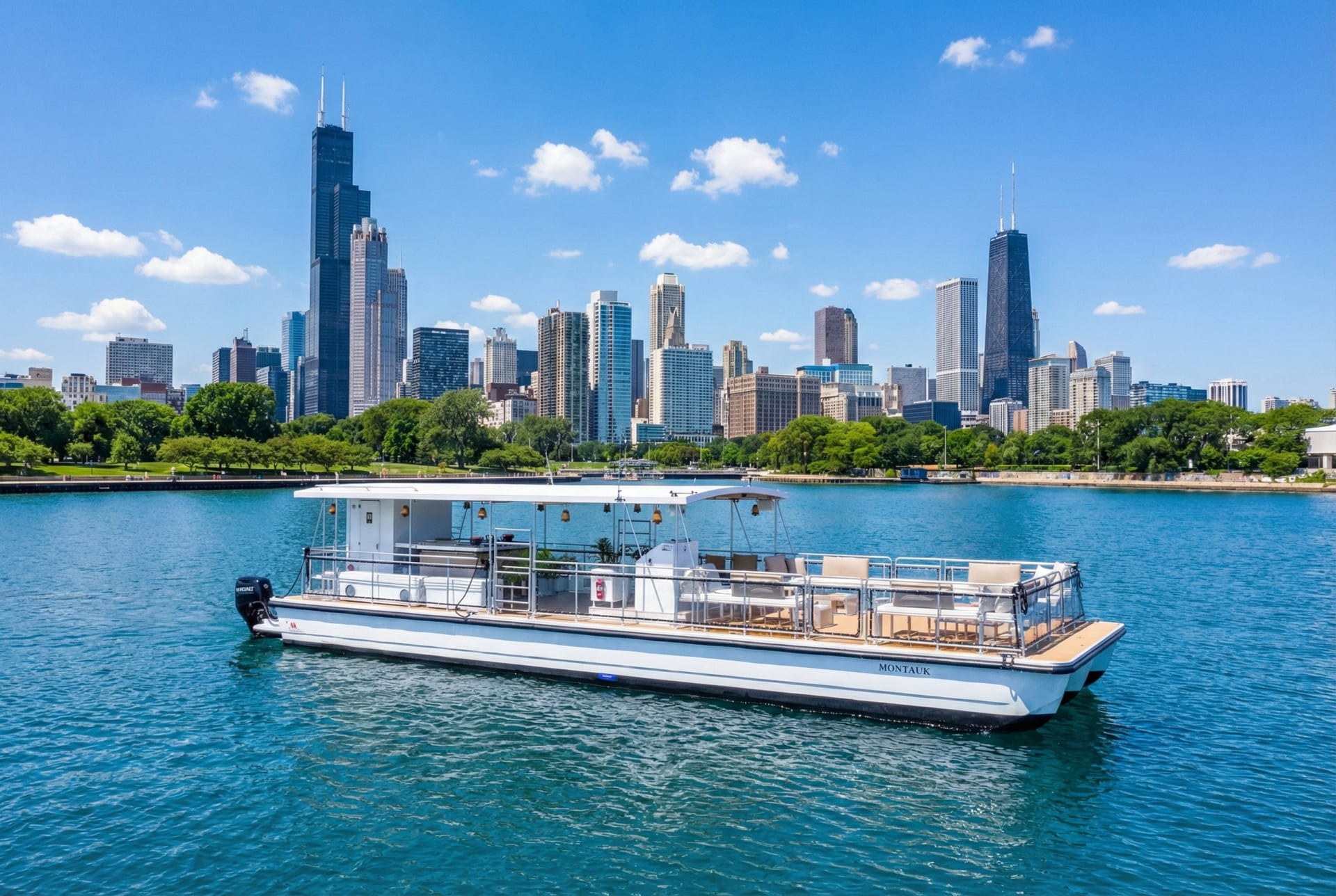 rent a 57ft Power Catamaran Yacht for a luxury boat rental in chicago