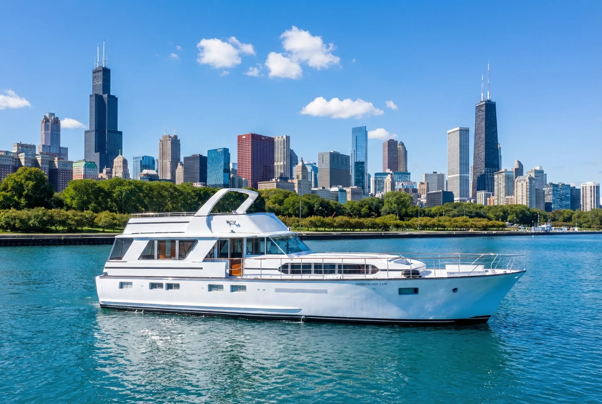 rent a 72ft Classic Chris Craft Yacht for a luxury boat rental in chicago