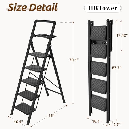 Vue 2 de Hbtower Escabeau Marches Pliable