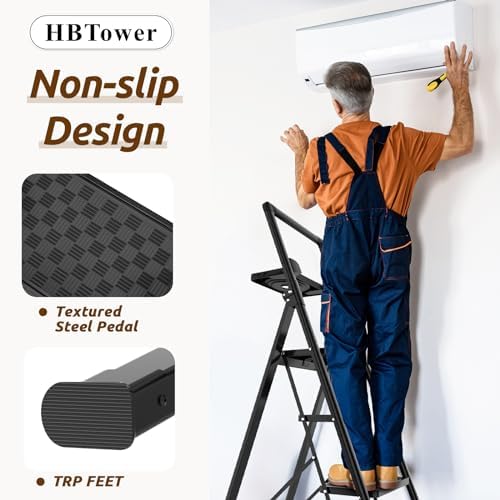Vue 3 de Hbtower Escabeau Marches Pliable
