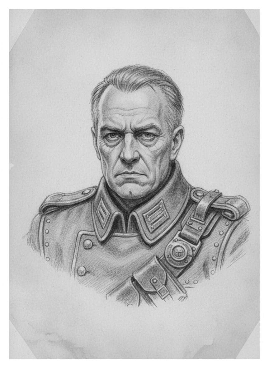 Black and white pencil dossier portrait of Archon Casselius of Mainz, shown head and shoulders on vellum.