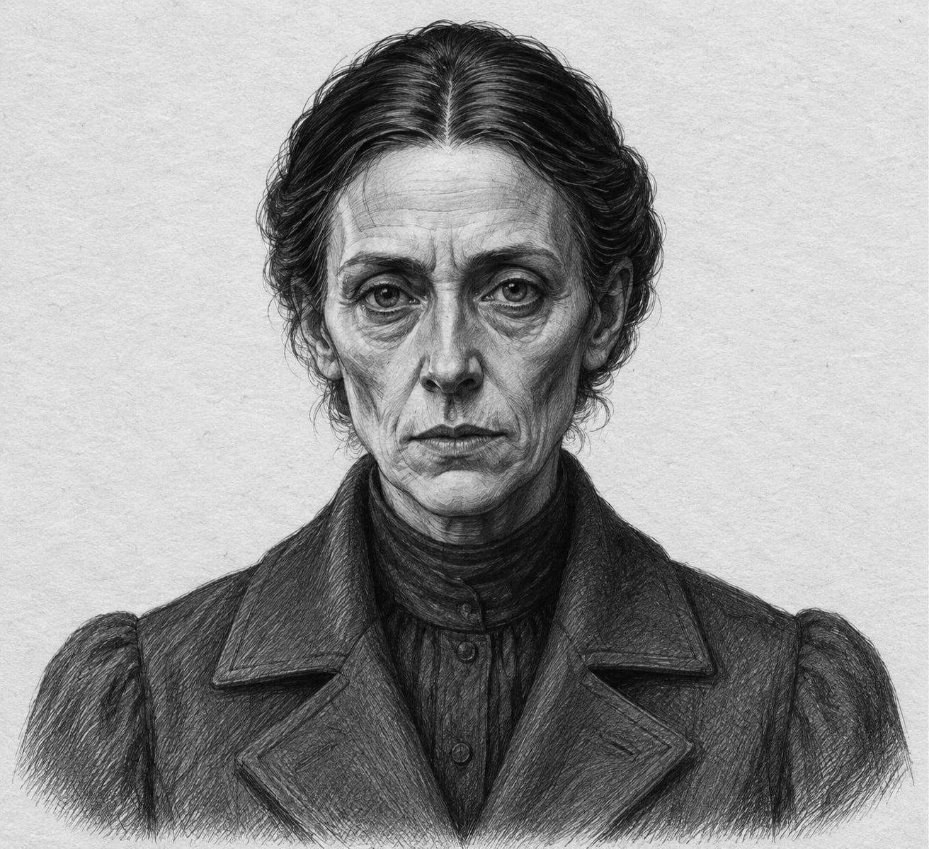 Interpretive black-and-white ink and charcoal head-and-shoulders portrait of Doctor Maren Solen, based on the article hero.
