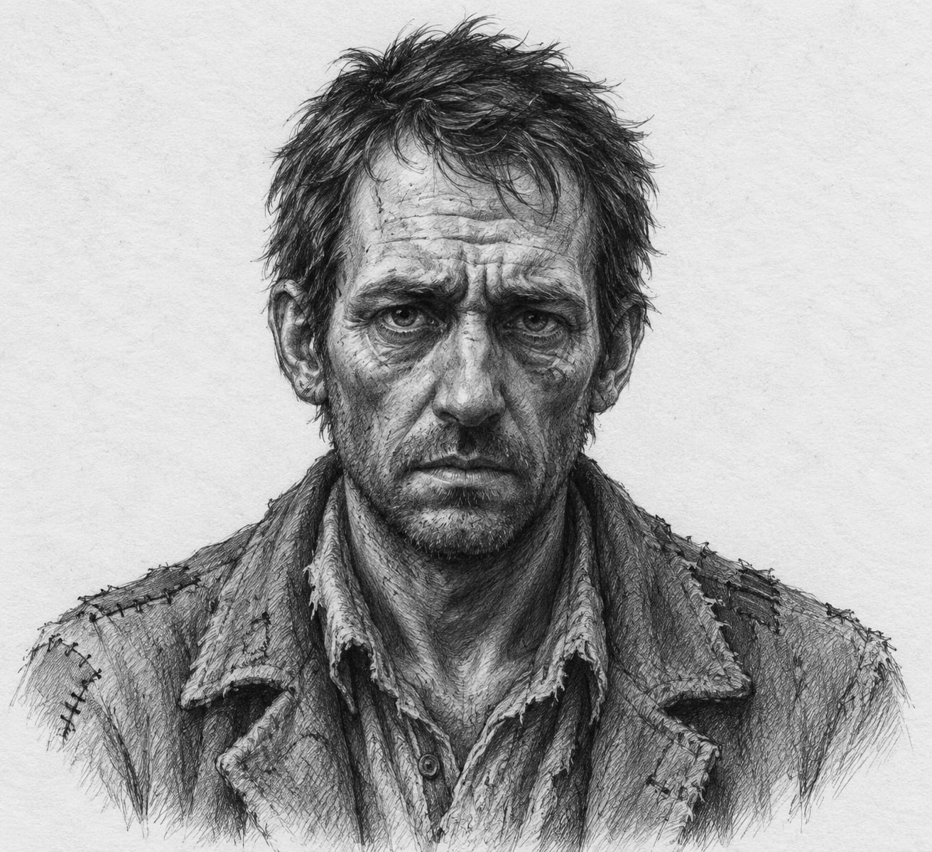 Interpretive black-and-white ink and charcoal head-and-shoulders portrait of Matthias Krell, based on the article hero.